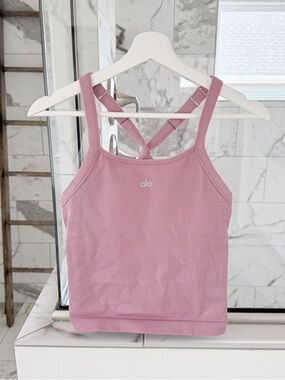ALO Yoga Pink Ribbed Tank Top